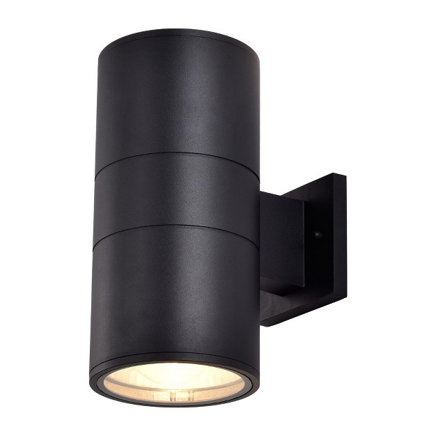 C Cattleya 2 light Matte Black Cylinder Outdoor Wall Light