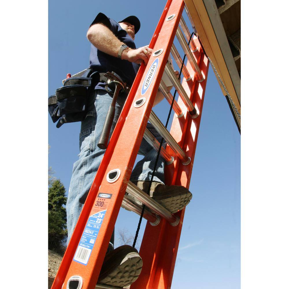 Werner 32 ft. Fiberglass Extension Ladder with 300 lbs. Load Capacity Type IA Duty Rating D6232-2