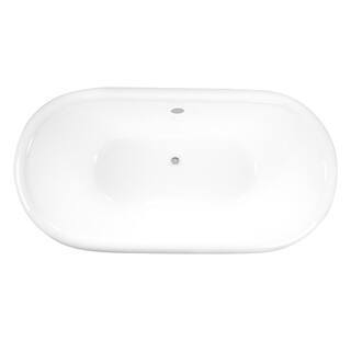 66 in. Cast Iron Double Slipper Pedestal Flatbottom Bathtub in White HVCTND663024