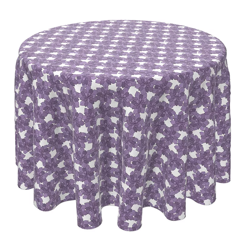 Round Tablecloth， 100% Cotton， 60 Round， Purple Floral Succulents