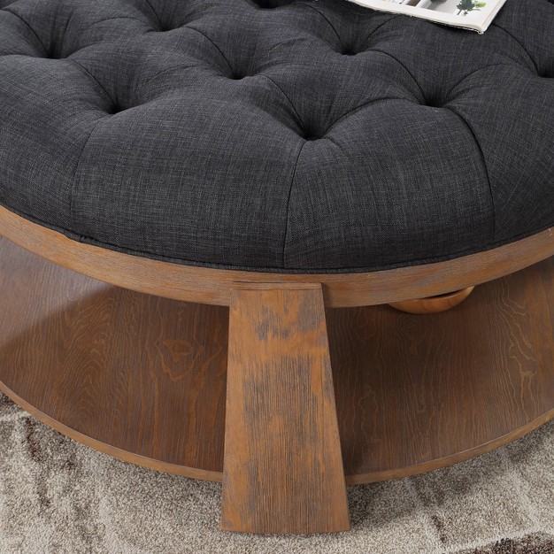 Flent Button Tufted Round Storage Ottomans Mibasics