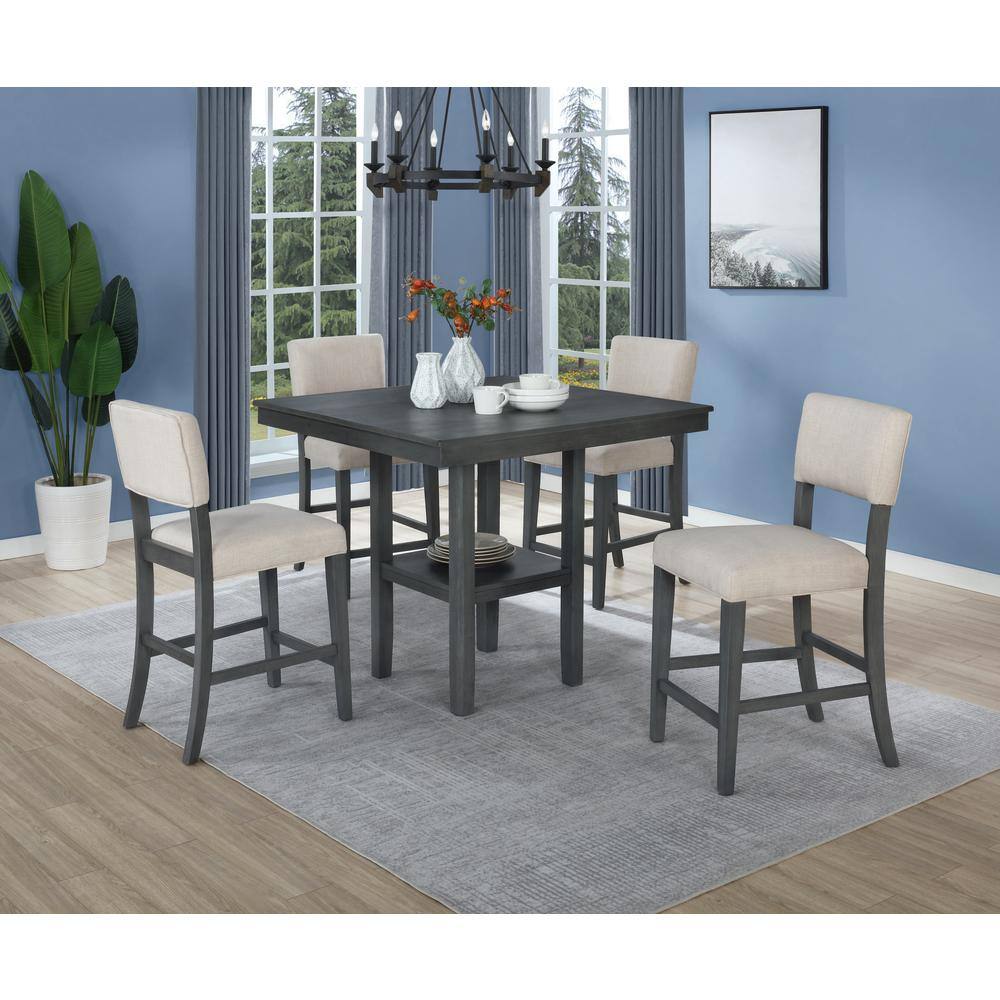 Best Master Furniture Chalice 5-Piece Rustic Grey Counter Height Dining Set F400