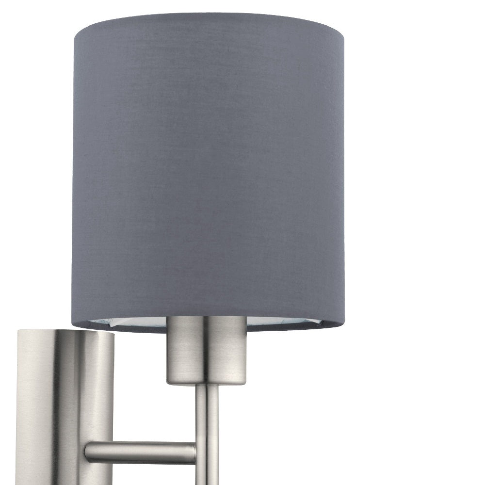 Eglo 94926 Pasteri Satin Nickel Vintage Wall Light with Grey Shade