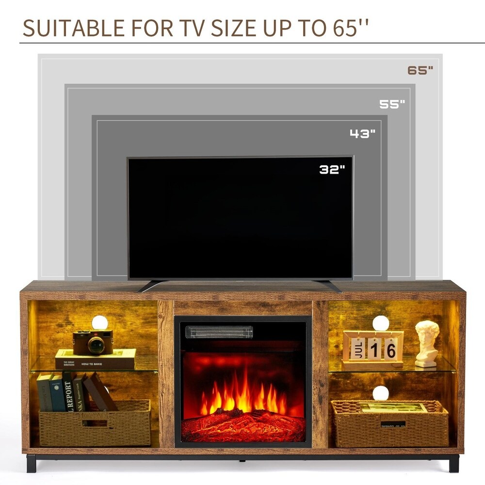 58 Inch Electric Fireplace TV Stand with an 18\