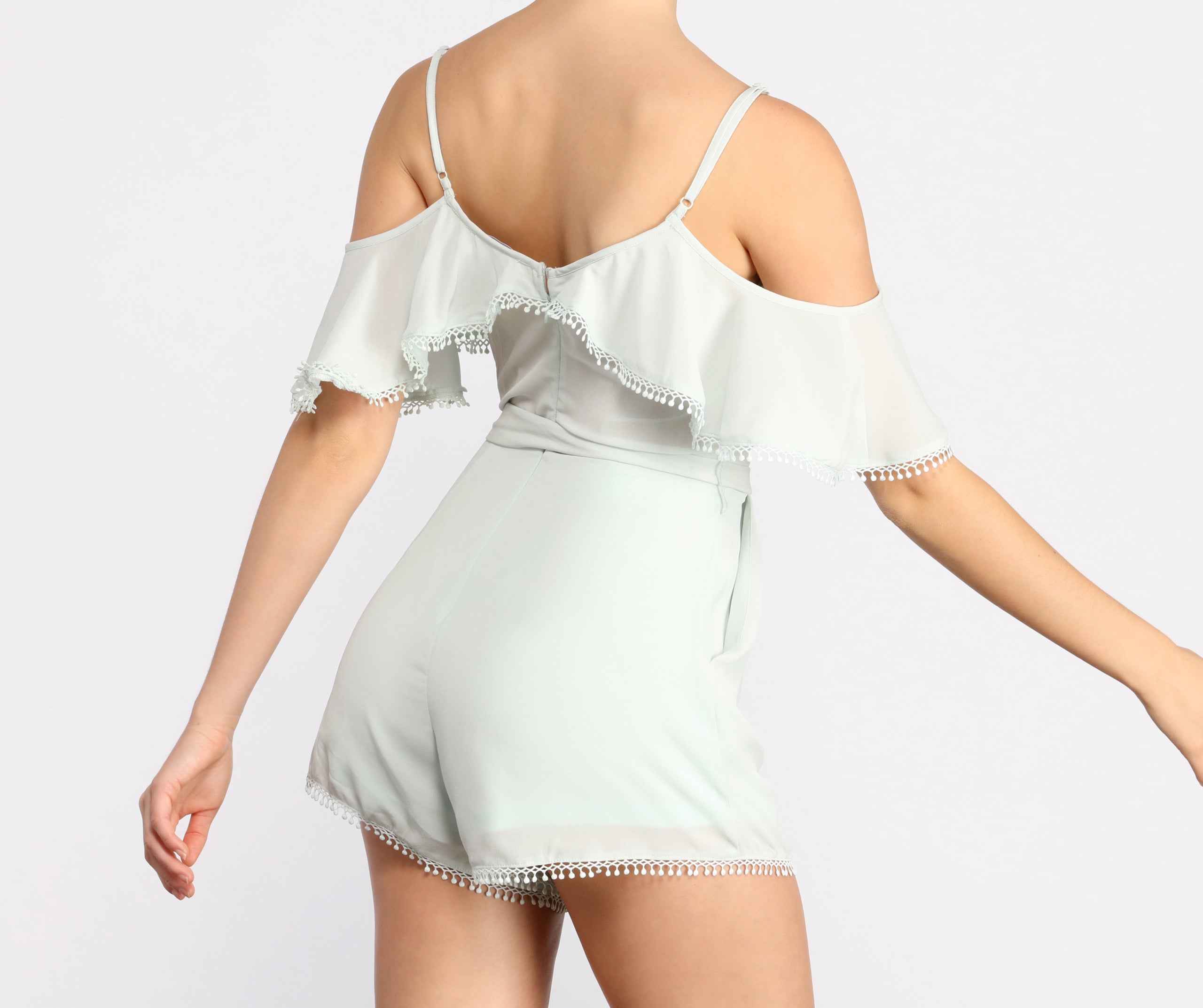 Major Flirt Ruffle Detail Romper