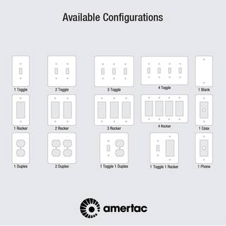 AMERELLE Continental 1 Gang Rocker Metal Wall Plate - White 94RW