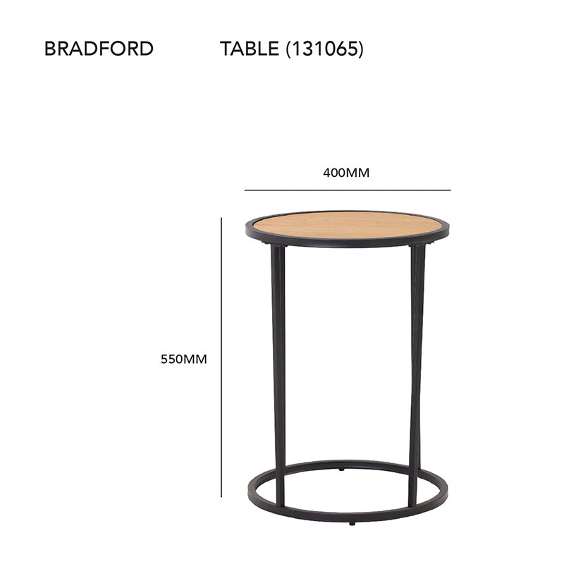 BRADFORD Side Table 40cm  - Natural & Black