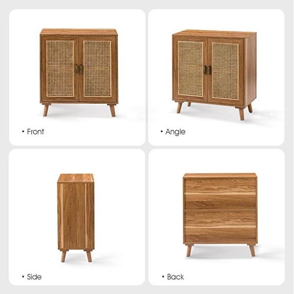 Woodland Multifunctional Rattan-Accented 2-Door Stackable Buffet Cabinet with Storage-28