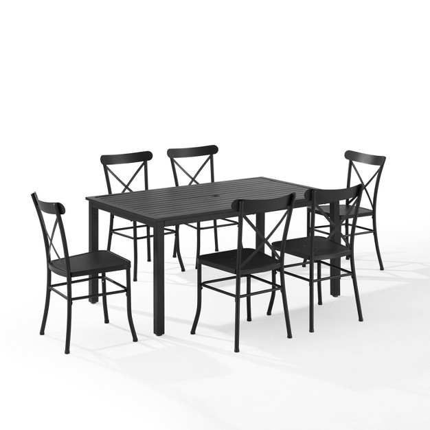 Astrid 7pc Outdoor Metal Dining Set Matte Black Crosley