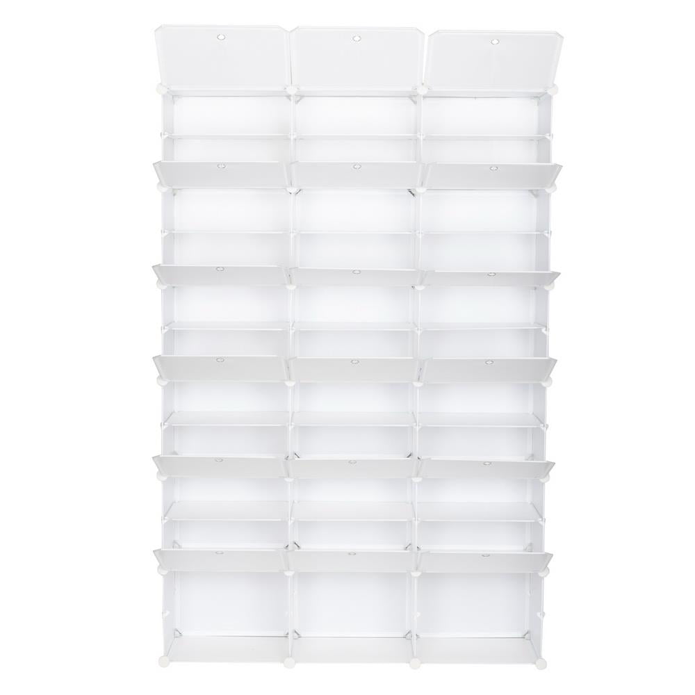 Ktaxon Portable 36 Cubes 12 Tiers 72 Pairs Shoe Storage Cabinet Shoe Rack Shelf Closet Organizer for Entryway Hallway Bedroom Living Room， White Finish