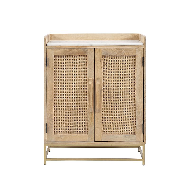 Linon Janie Rattan Sliding 2-Door Console