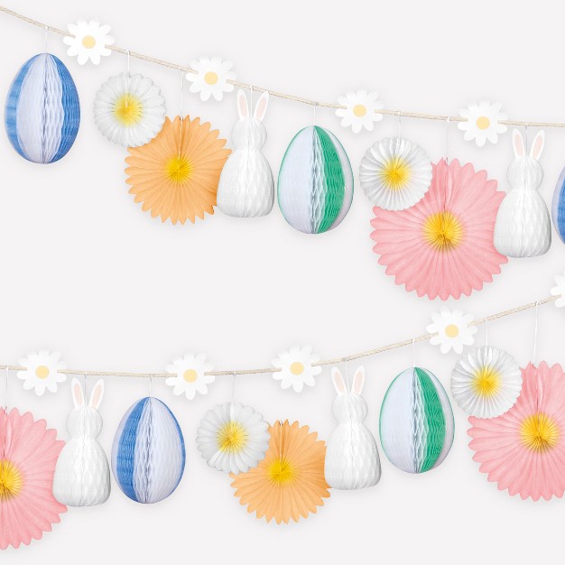 Meri Meri Honeycomb Easter Bunny Garland 10 x27 With Excess Cord Pack Of 1