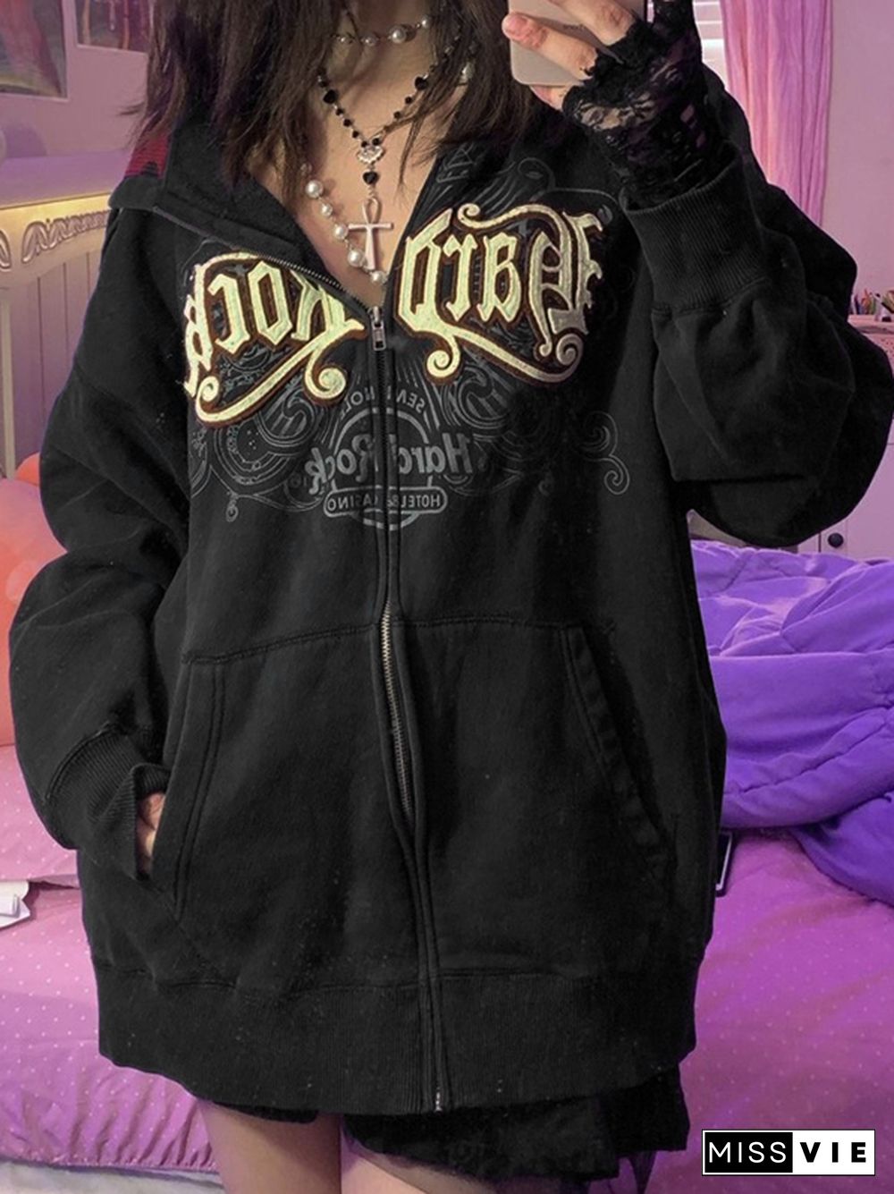 Hard Rock Graphic Zip Up Hoodie