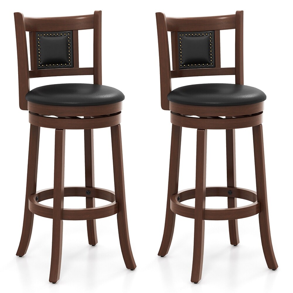 Gymax 30.5'' Swivel Bar Stool Set of 2 Counter Height Bar Stools