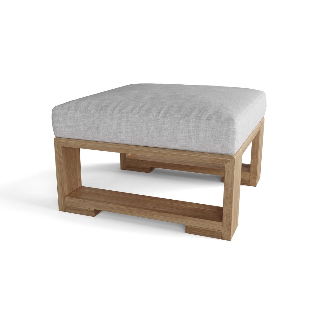 Capistrano Teak Outdoor Ottoman with Sunbrella Cushions