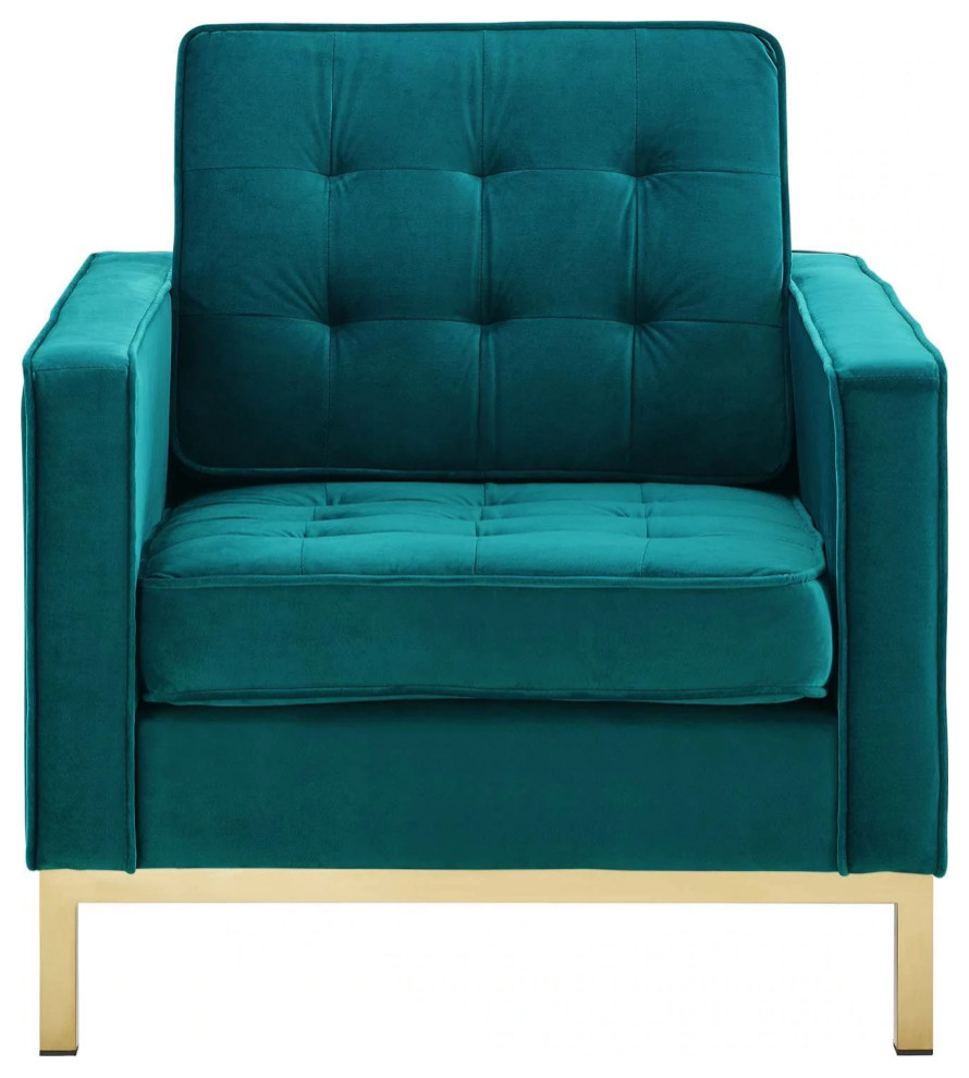 Aaliyah Gold Teal Stainless Steel Performance Velvet Armchair   Contemporary   Armchairs And Accent Chairs   by V.S.D Furniture  Houzz