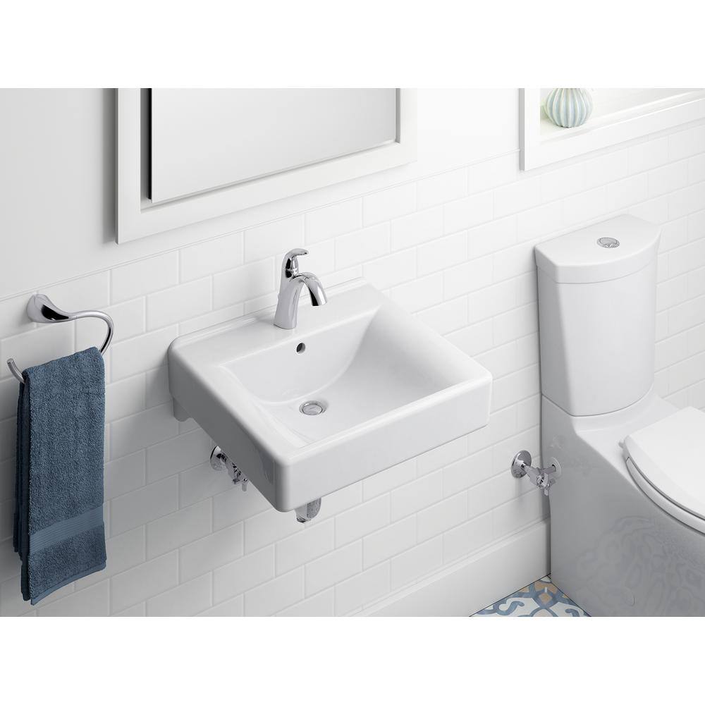 KOHLER Soho Wall-Mount Vitreous China Bathroom Sink in White with Overflow Drain K-2084-0