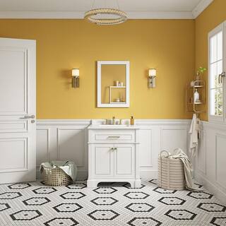 Home Decorators Collection Melpark 30 in. W x 22 in. D x 34.5 in. H Bath Vanity in White with White Cultured Marble Top Melpark 30W