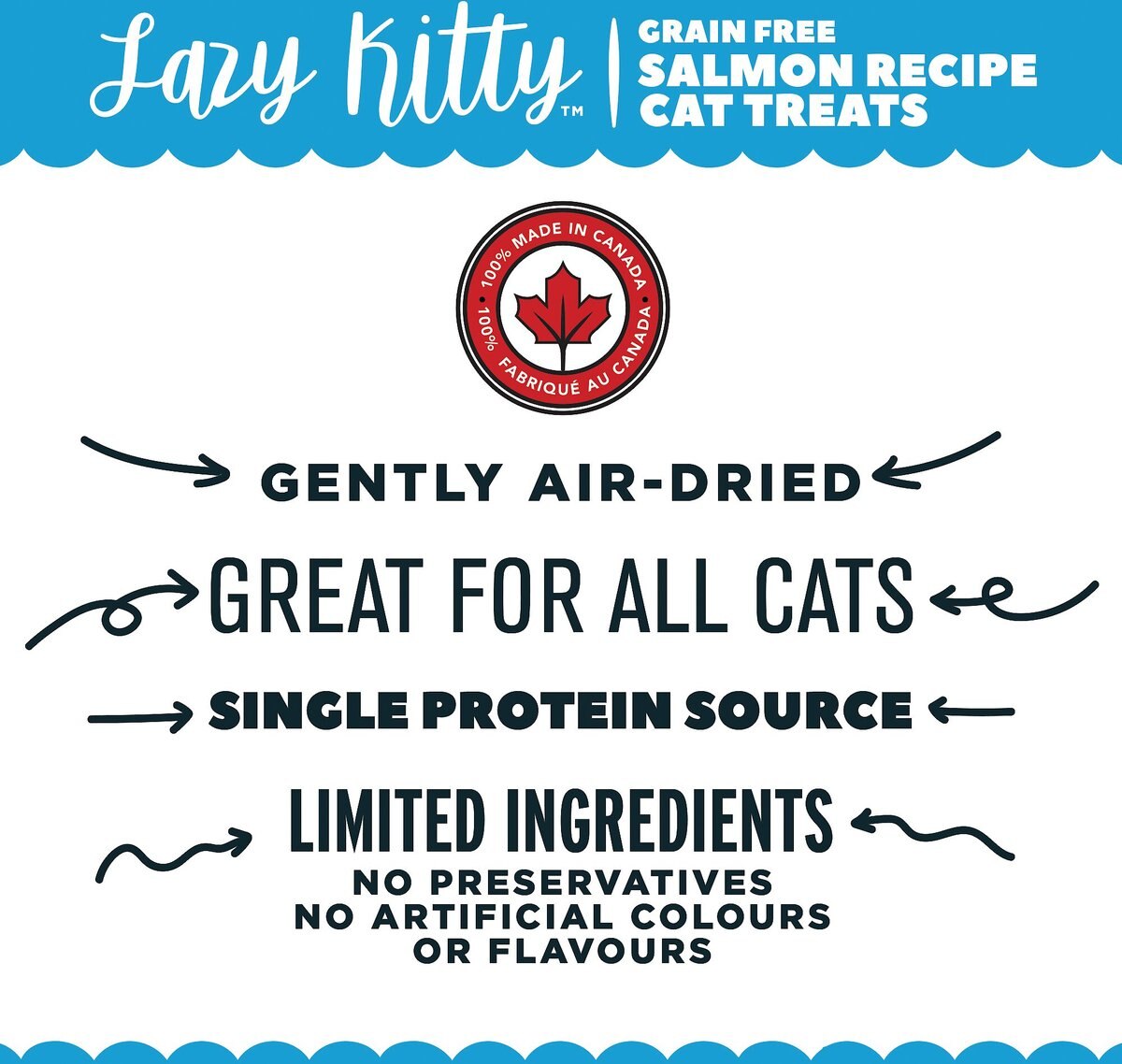 Lazy Kitty Salmon Recipe Air-Dried Grain-Free Cat Treats， 3-oz bag