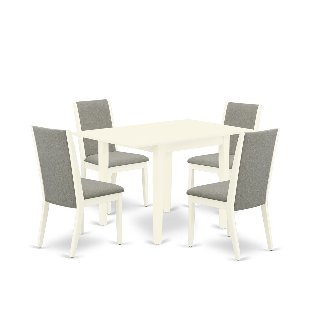 East West Furniture 5 Piece Dinette Set  a Dining Room Table and 4 Linen Fabric Parsons Dining Chairs  (Finish Option)