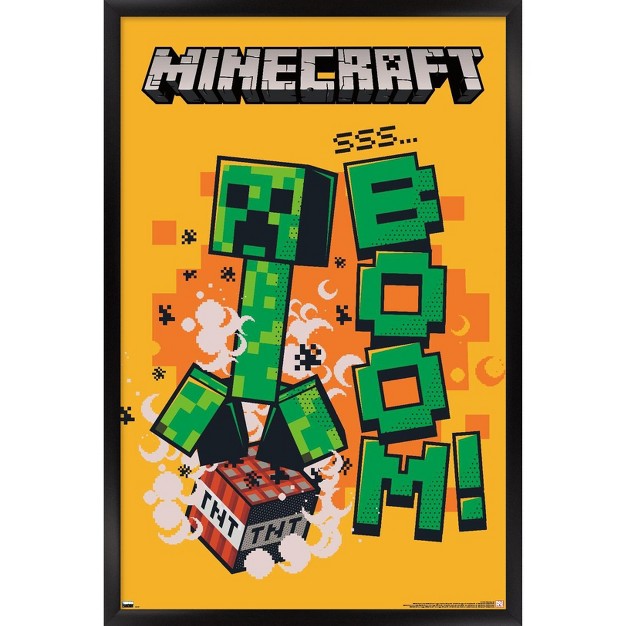 Trends International Minecraft Creeper Boom Framed Wall Poster Prints