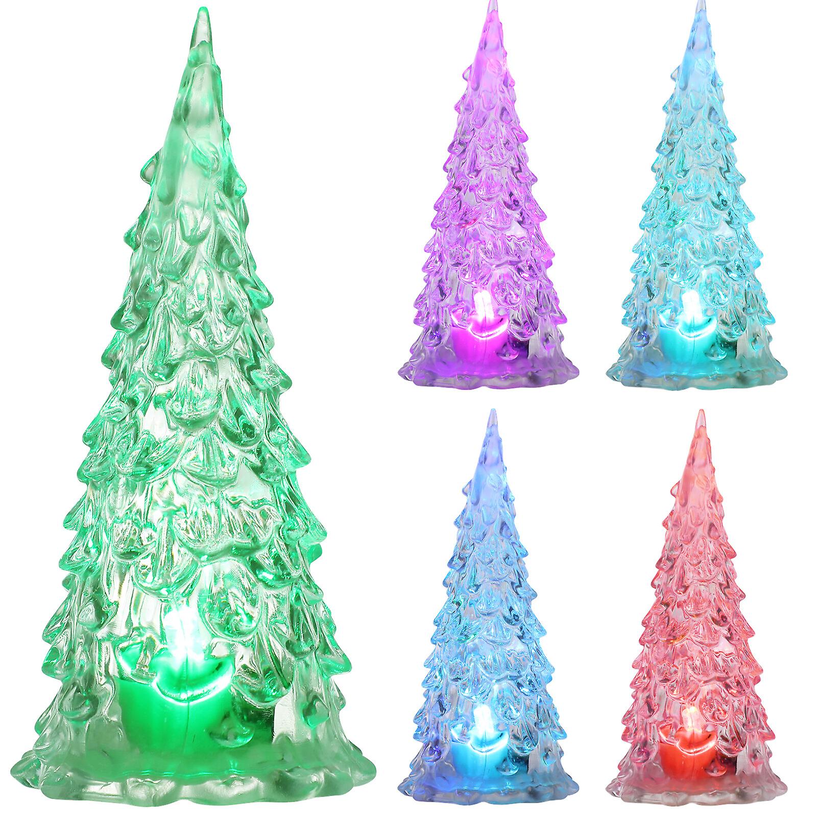 5pcs Glowing Christmas Tree Plastic Christmas Tree Flashing Christmas Tree Colorful Night Light