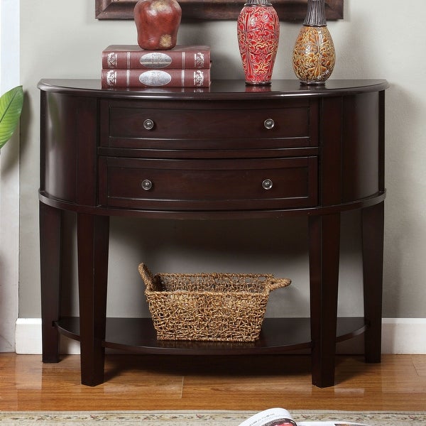 2 Drawers Side Table with Open Shelf in Espresso