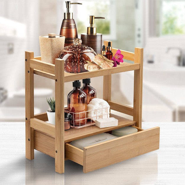 Sorbus 2 tier Bamboo Kitchen Countertop Organizer Ideal For Storage And Display Stores Your Favorite Spices Seasonings And Household Items