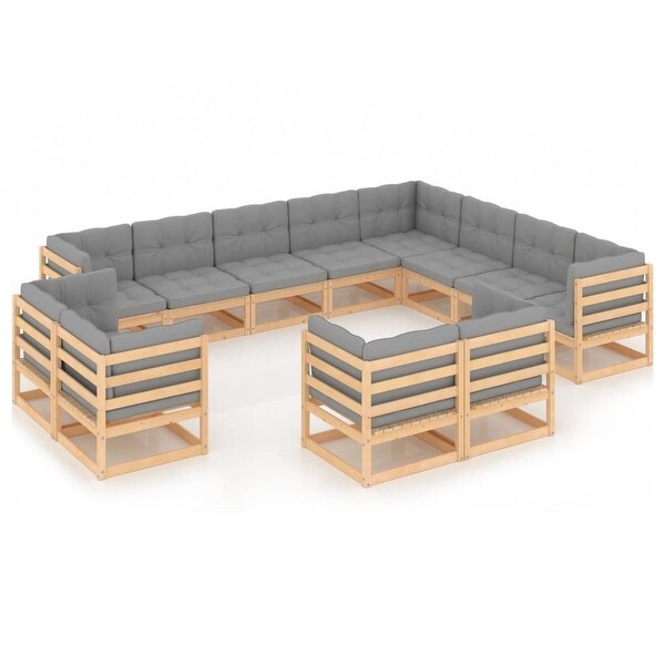 12 Piece Garden Lounge Set with Cushions Solid Pinewood - Overstock - 35107511