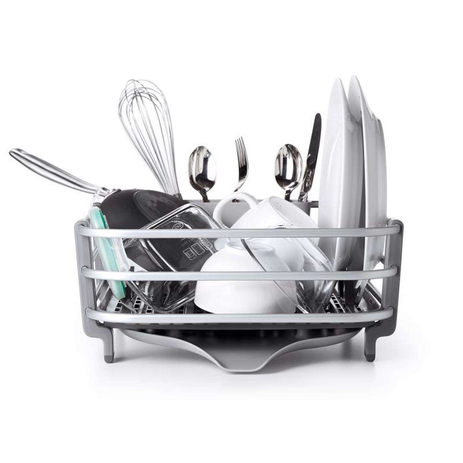 OXO Good Grips 18 in. L X 15 in. W X 7 in. H Silver Aluminum/Plastic Dish Rack