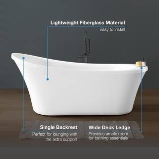 OVE Decors Ruby 65 in. Acrylic Freestanding Flatbottom Bathtub in White with Overflow and Drain in Chrome Included RUBY65