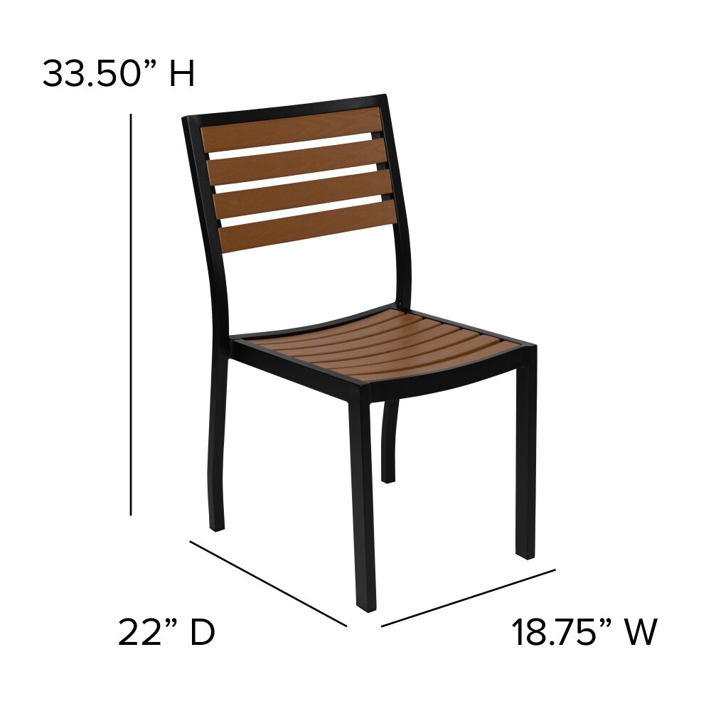 Faux Teak Patio Table  4 Chairs   9FT Patio Umbrella with Base