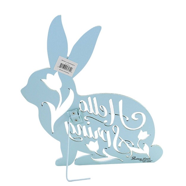 Easter Hello Spring Bunny Sign One Wreath 12 Inches Glittered Hello Rl1710 Mdf medium density Fiberboard Blue