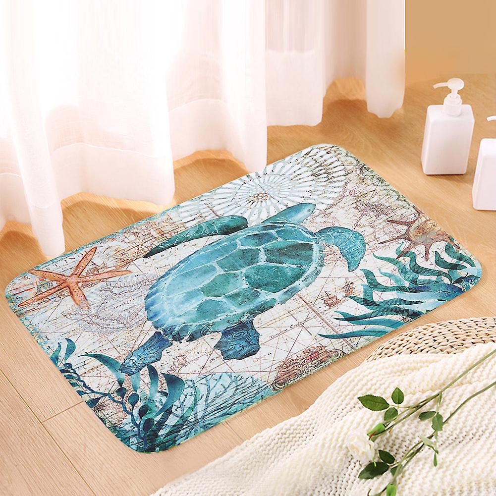 Sea Animal Printing Non-slip Water Absorbent Mat Pad Bathroom Kitchen (4#)