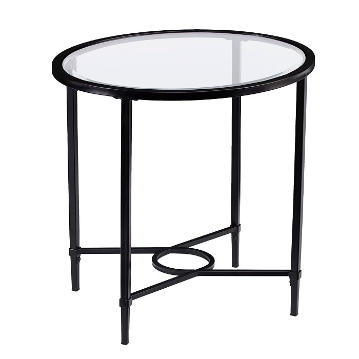 Southern Enterprises Carabella Metal and Glass Oval Side Table