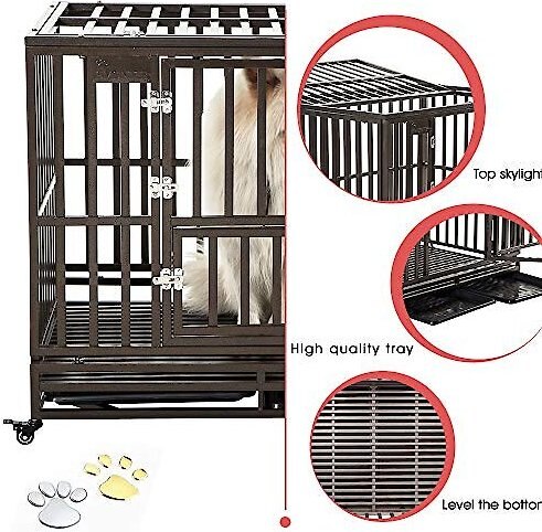 SMONTER Heavy Duty Strong Metal I Shape Dog Crate