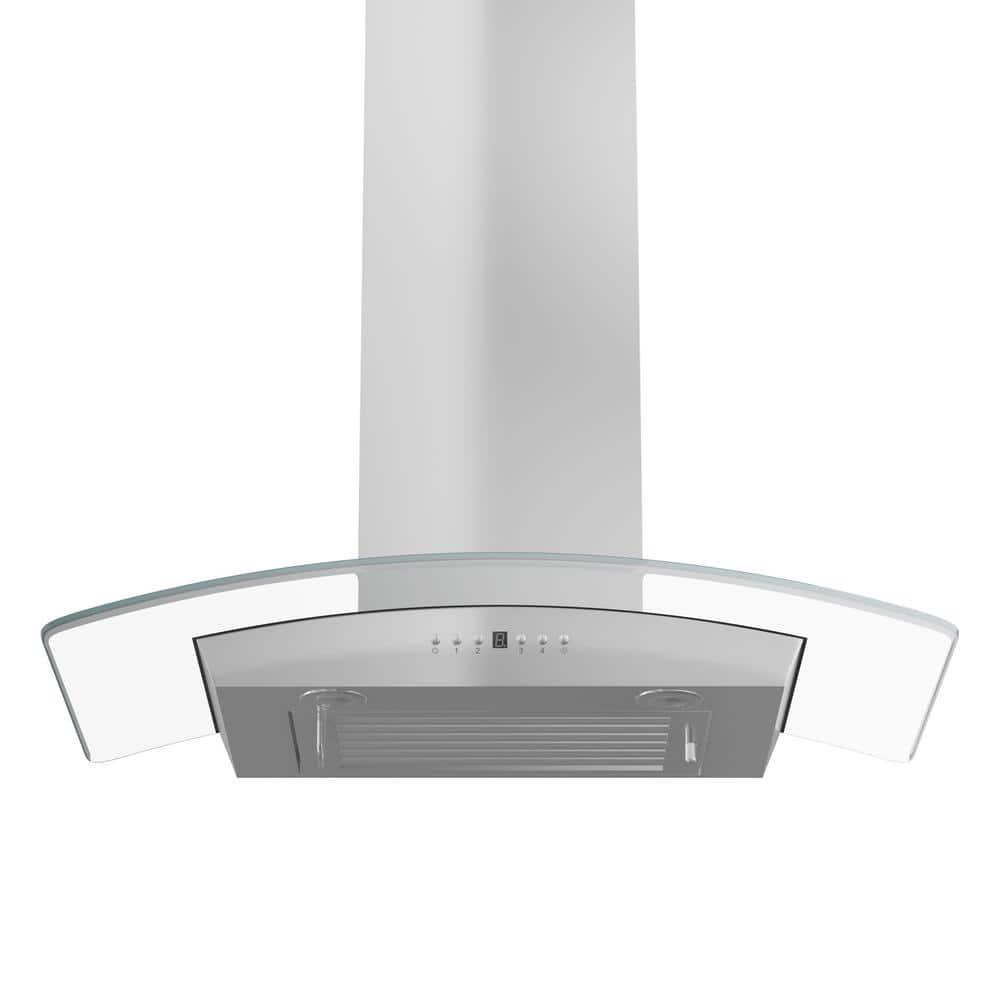 ZLINE Kitchen and Bath ZLINE 36 in Convertible Vent Wall Mount Range Hood in Stainless Steel and Glass with Crown Molding