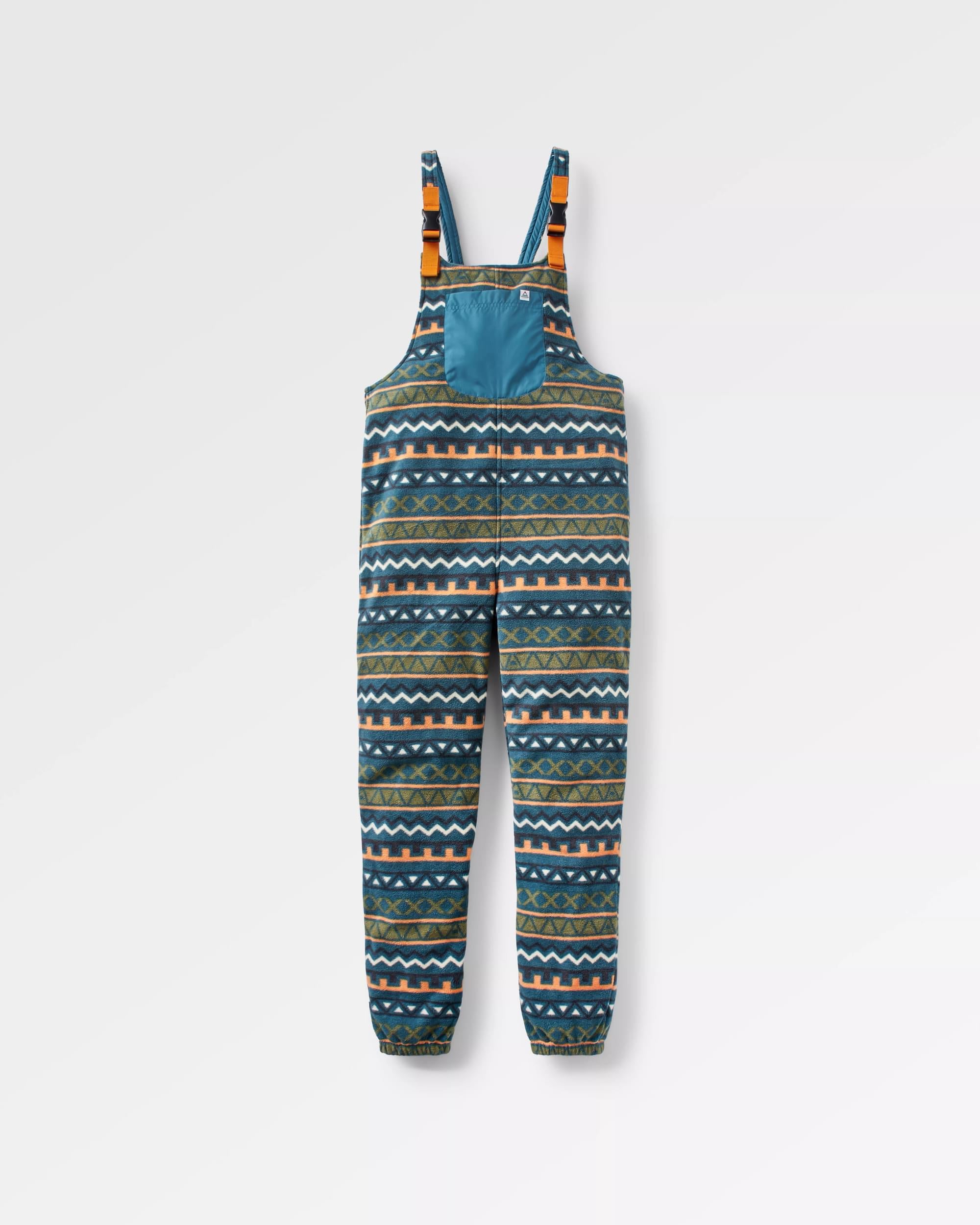 Ace Recycled Polar Fleece Dungarees - Retro Geo Mediterranean