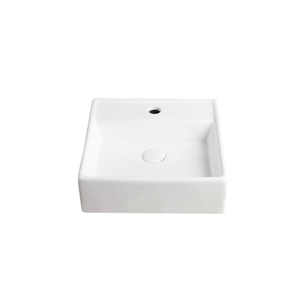 Elanti Wall-Mounted Square Bathroom Sink in White EC9868