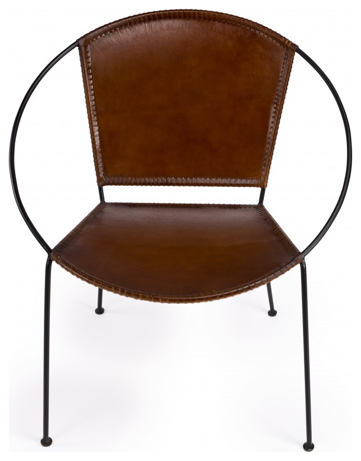 Modern Ring Shape Brown Leather Accent Chair   Industrial   Armchairs And Accent Chairs   by UStradeENT LLC  Houzz