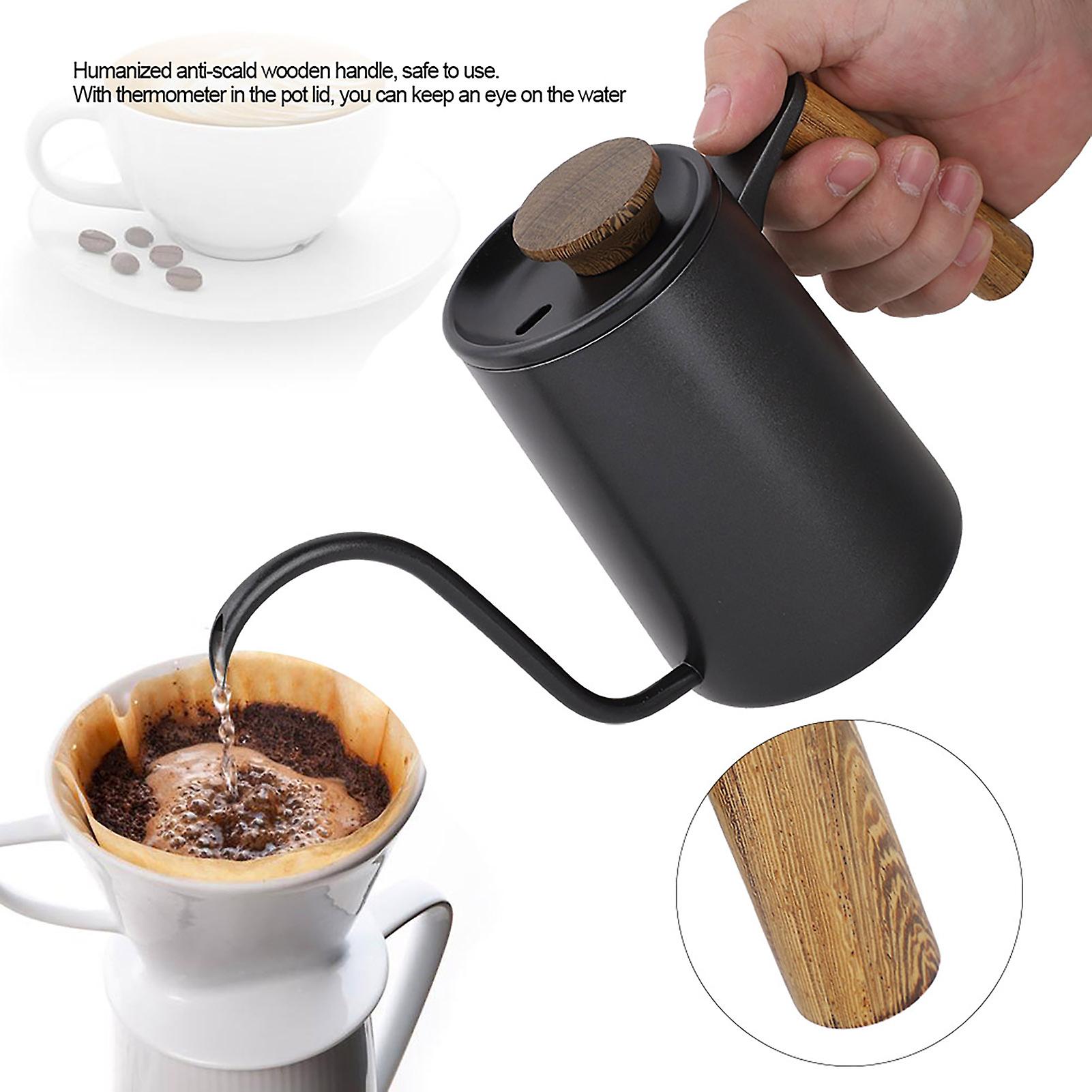 600ml Fashion Stainless Steel Handle Drip Coffee Pot Long Gooseneck Spout Kettleblack