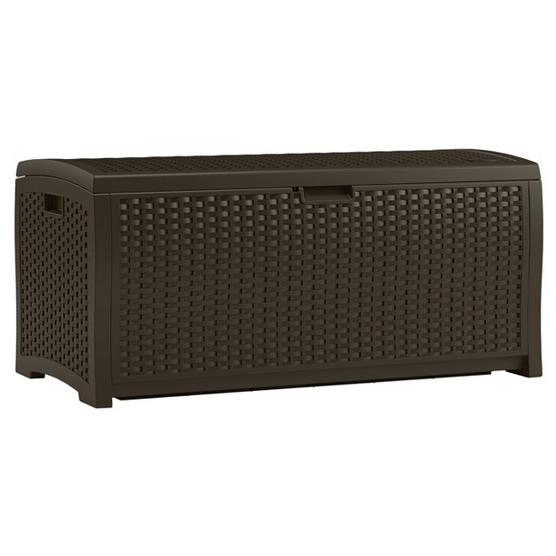 Resin Wicker Deck Box 73 Gallon Brown Suncast