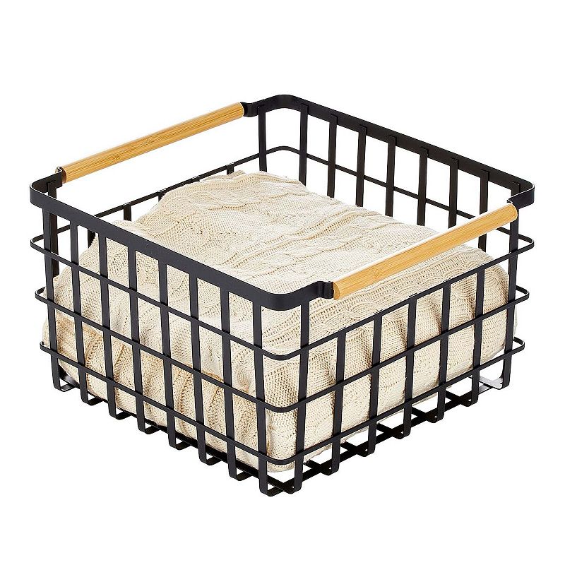 mDesign Metal Steel Wire Square Closet Storage Basket - 2 Pack