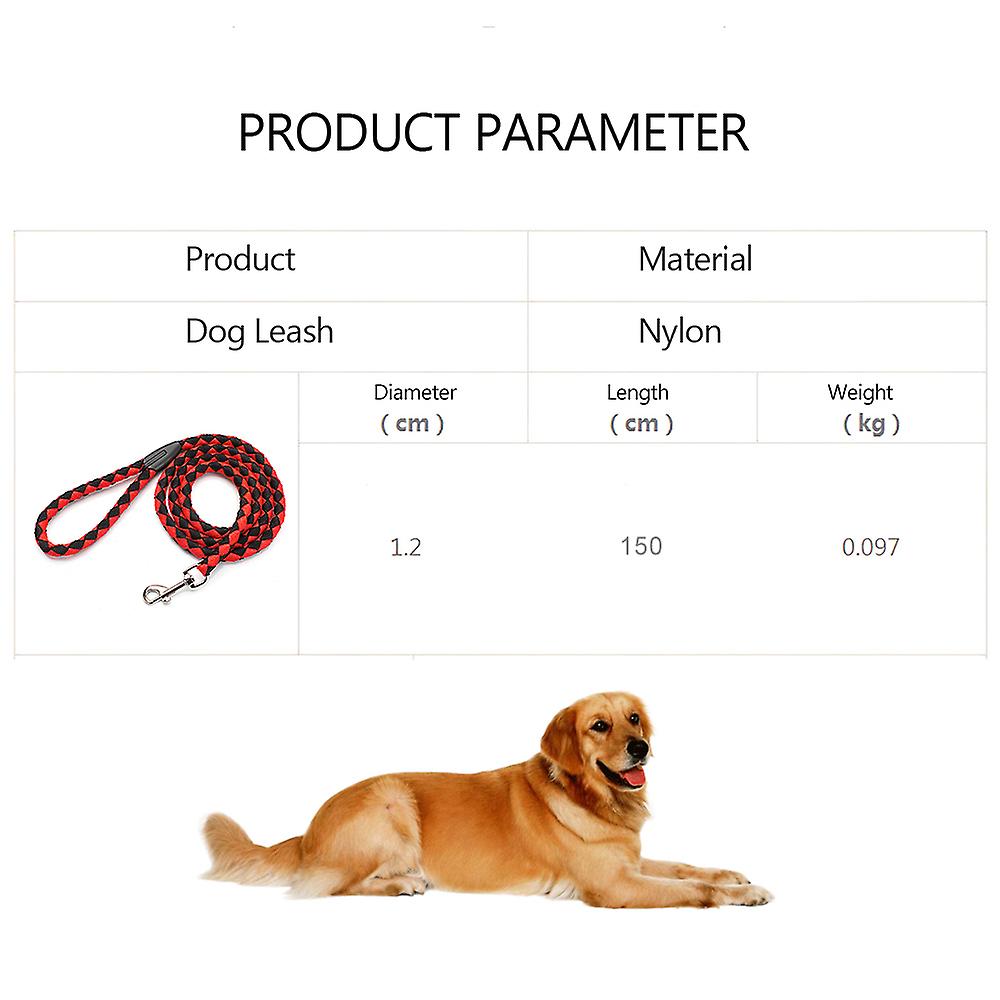 Nylon Dog Leash 5ft Long Walking Dog Rope Metal Clasp Dog Chain Traction Rope For Medium Dog Training Walking Outside Red