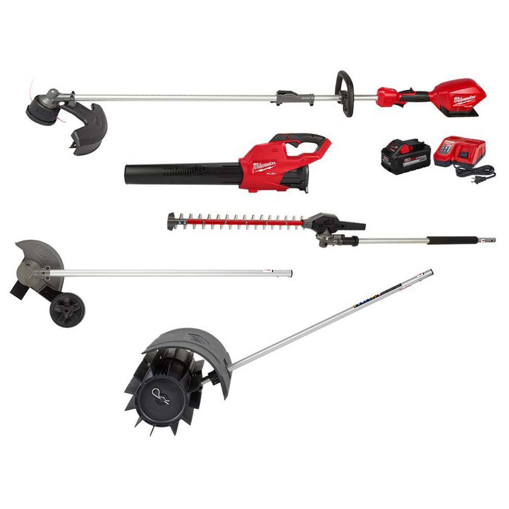 MW M18 FUEL 18-Volt Lith-Ion Brushless Cordless Electric String TrimmerBlower Combo Kit with Broom Edger Hedge (5-Tool) 3000-21-49-16-2740-49-16-2718-49-2719