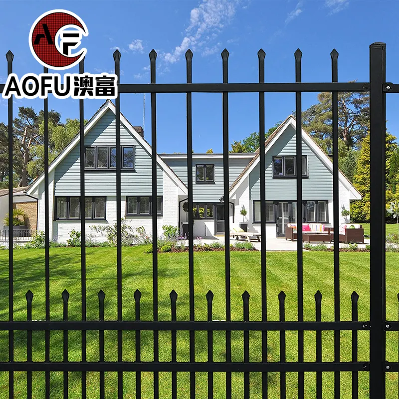 Factory Supply Security Galvanized Wrought Iron Fence Panels Zinc Steel Protective Decorative Courtyard Metal Tubular Fencing