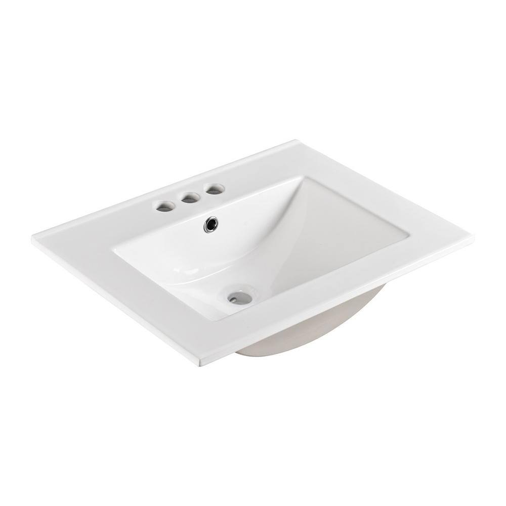 Bellaterra Home Serik 24 in. Drop-In Ceramic Bathroom Sink in White BT2418