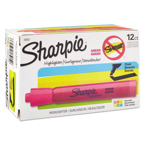 Sharpie Tank Style Highlighters， Chisel Tip， Assorted Colors， Dozen (25053)