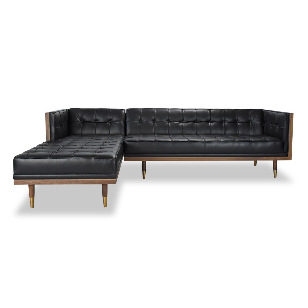 Kardiel Woodrow Box Midcentury Mod Sofa Sectional  Top Grain Leather