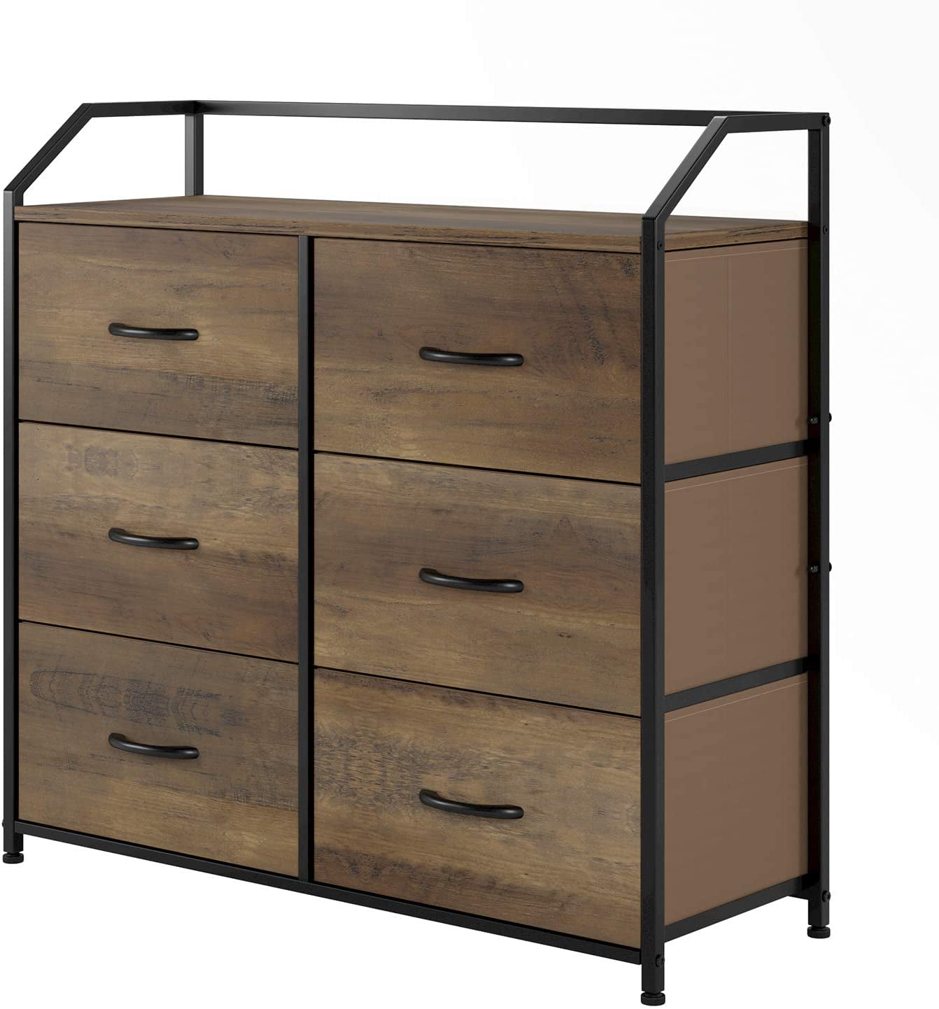 Homfa 6 Fabric Drawers Dresser, Lightweight Storage Cabinet with Handles, Easy to Assemble, Rustic Brown Finish